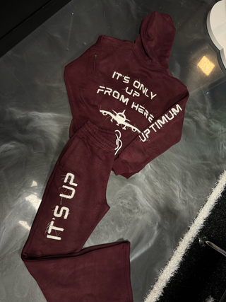 ACID Washed Signature Travel Flare Bottoms Burgundy