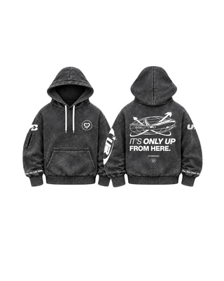 Gate 9: Signature Grey Acid Washed Travel Hoodie — Adult